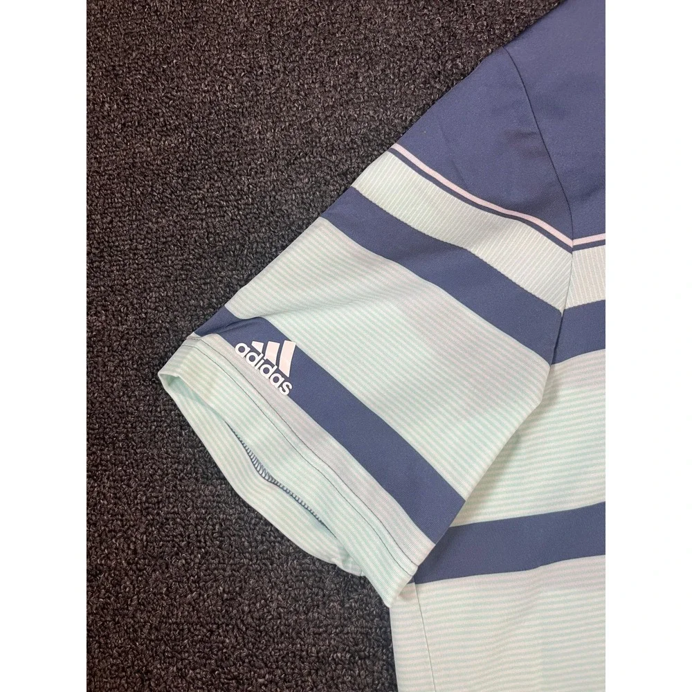 Adidas‎ Golf Mens Ultimate Wrap Polo Shirt Blue Mint Striped 2XL New